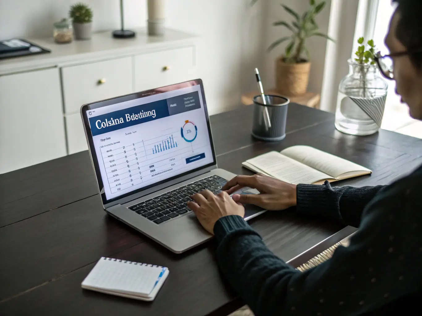 An image of a secure online banking portal on a laptop screen, showing financial dashboards and transaction details, emphasizing the security and accessibility of KFH's digital banking solutions.