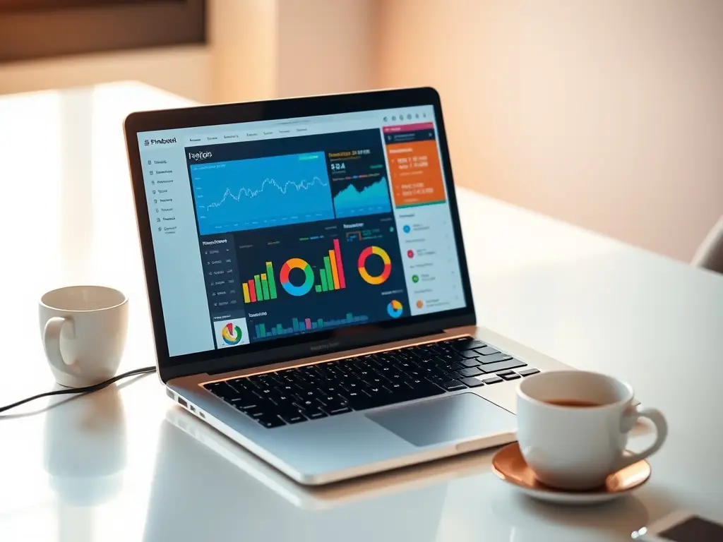 A secure online banking portal interface displayed on a laptop, highlighting ease of access and advanced security features for financial transactions.